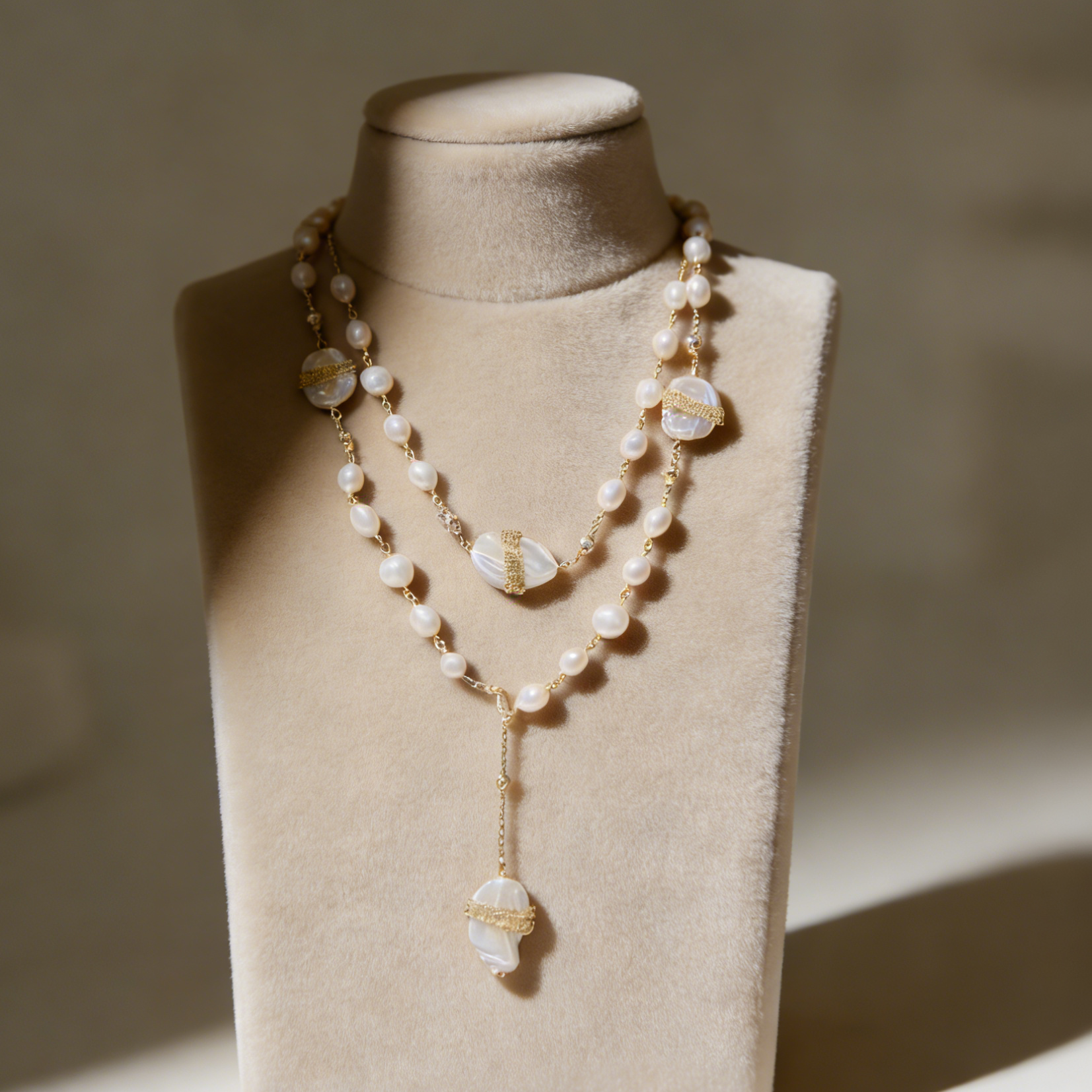 Long story natural baroque pearl necklace handmade