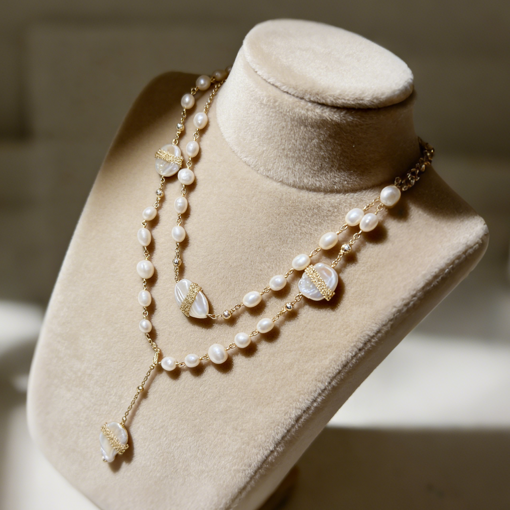 Long story natural baroque pearl necklace handmade