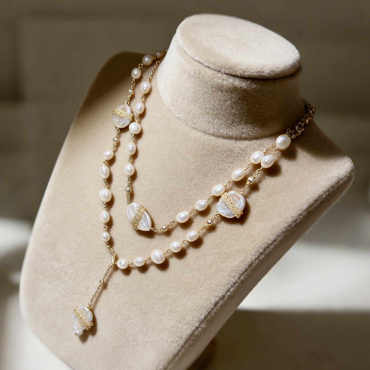 Long story natural baroque pearl necklace handmade
