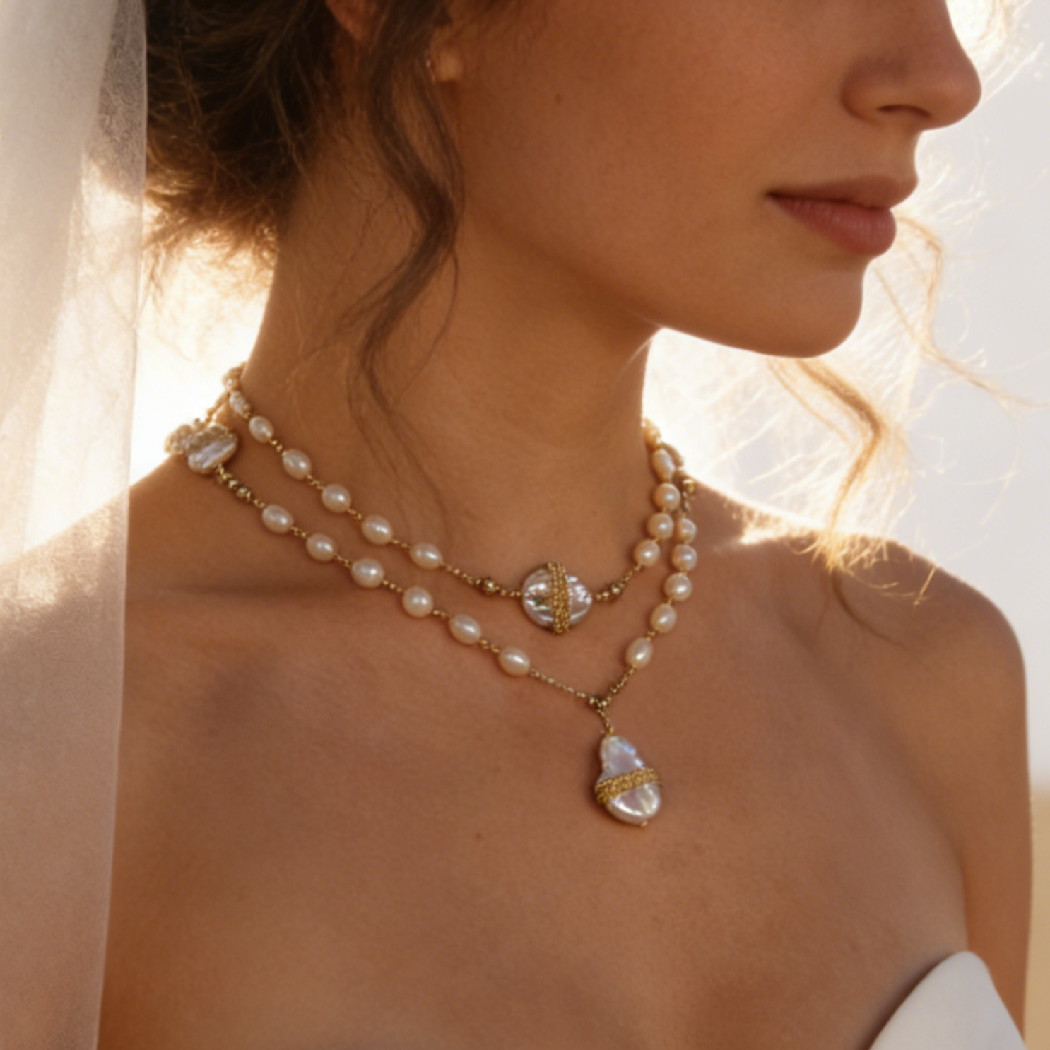 Long story natural baroque pearl necklace handmade