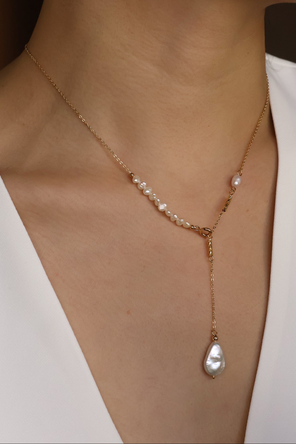 Maisie Handmade Freshwater Pearl Layering Necklace – Gold Plated – view 2