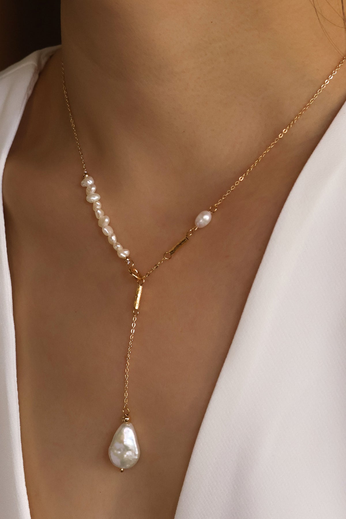 Maisie Handmade Freshwater Pearl Layering Necklace – Gold Plated – view 5