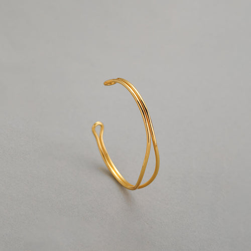 18K Gold Plated Minimalist Open Bangle Bracelet