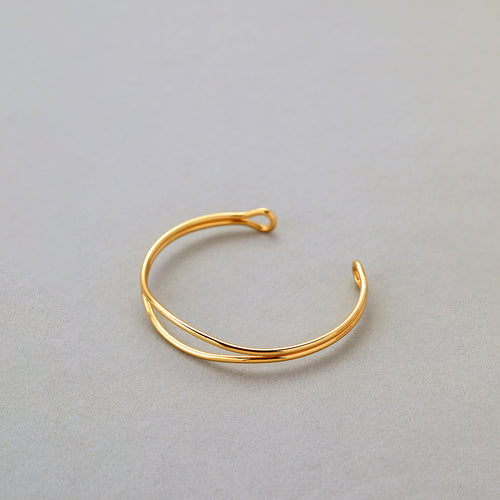 18K Gold Plated Minimalist Open Bangle Bracelet – view 2