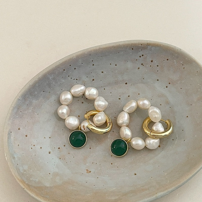 Celeste Huggie Baroque Pearl Earrings handmade