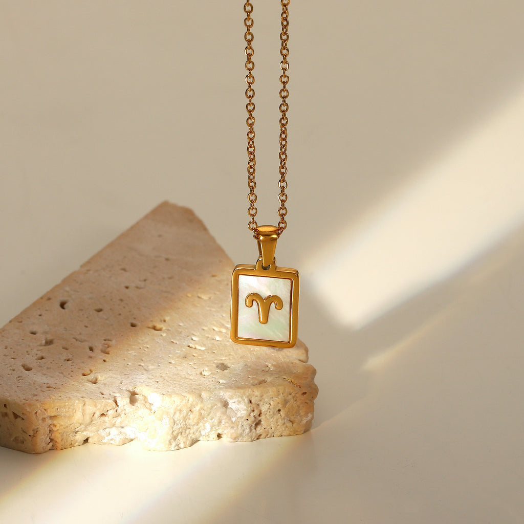 Zodiac Sign charm 18k gold plated necklace