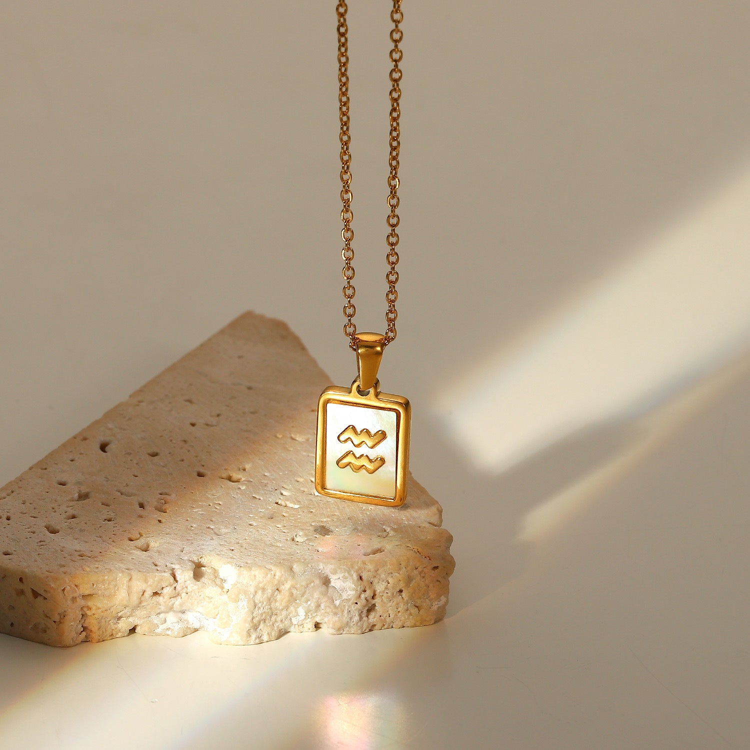 Zodiac Sign charm 18k gold plated necklace