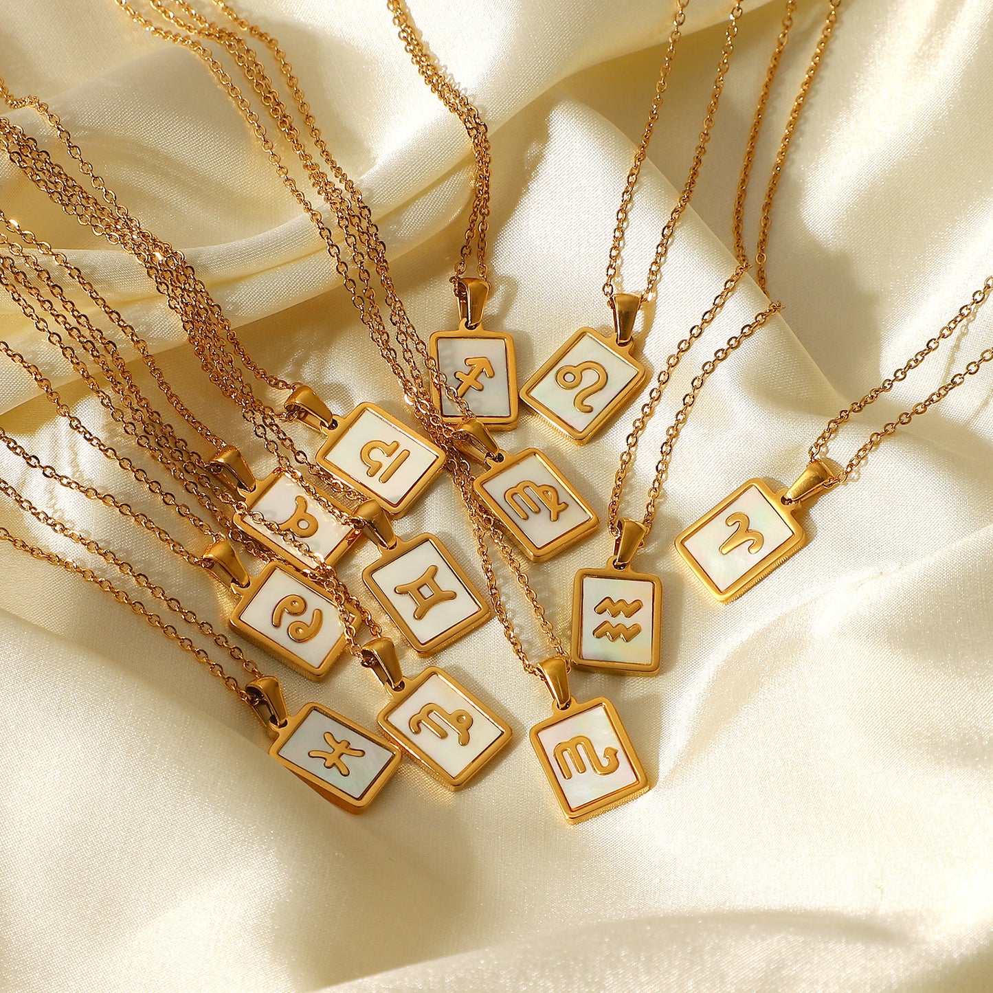 Zodiac Sign charm 18k gold plated necklace