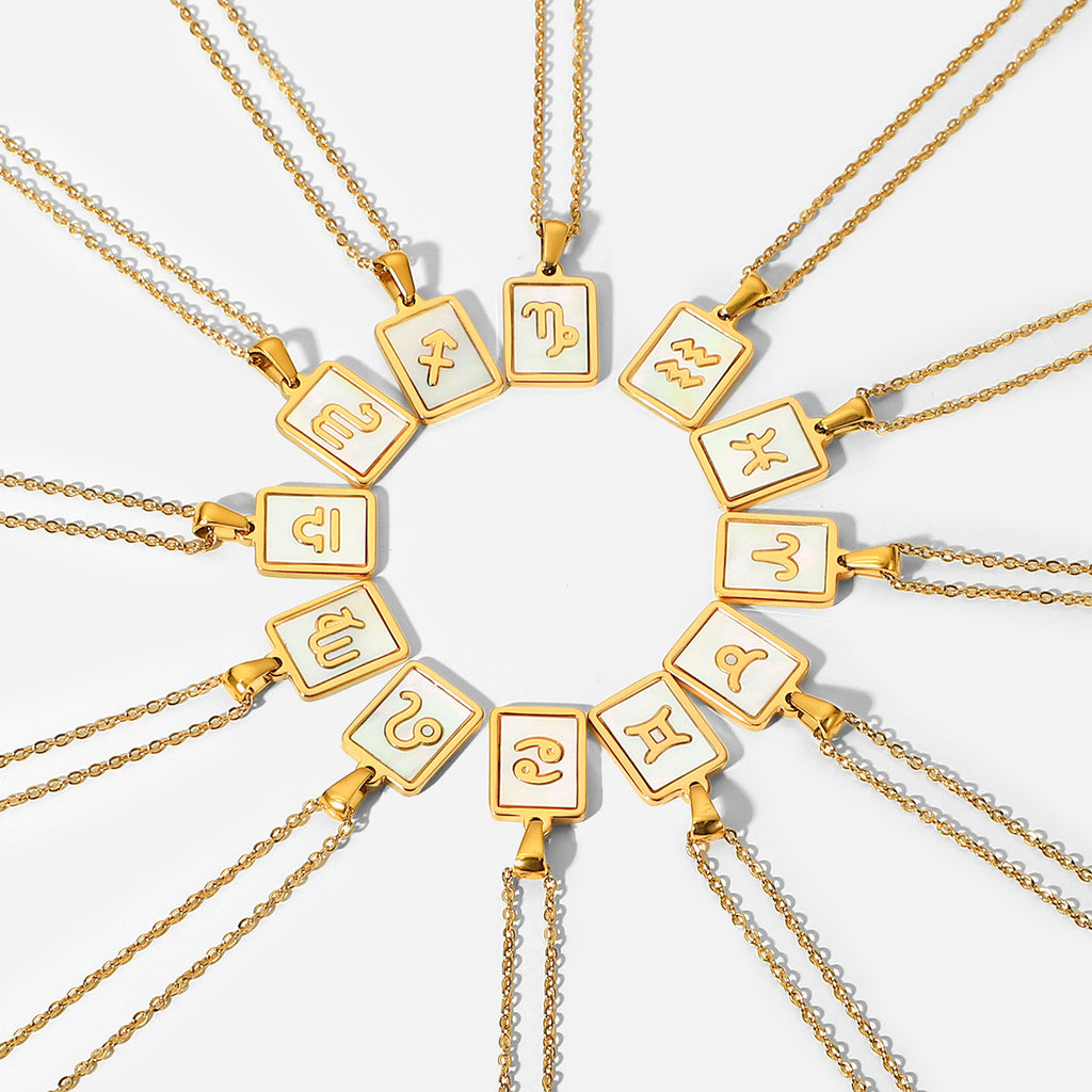 Zodiac Sign charm 18k gold plated necklace