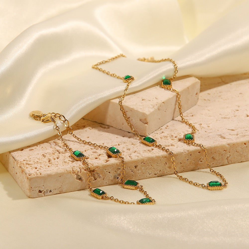 Esmeralda Gold Plated necklace with floating cubic zirconia