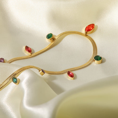 Christmas light gold plated snake chain neckace