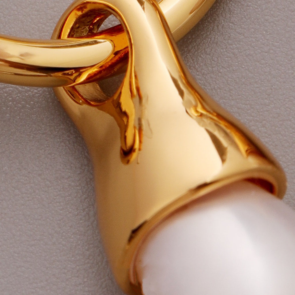 Lucia Gold plated freshwater Pearl Huggies Earrings