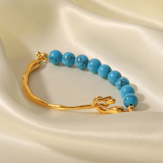 Gold plated chalchite bead bracelet