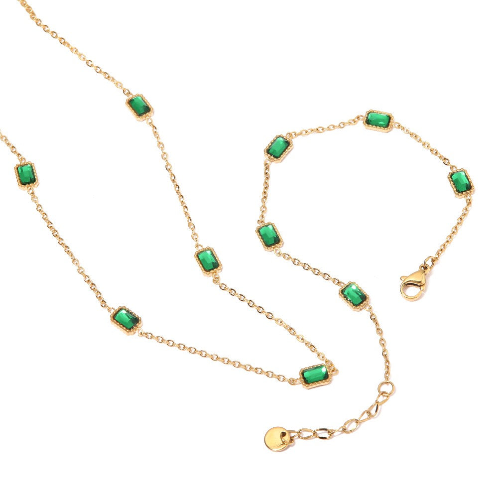 Esmeralda Gold Plated necklace with floating cubic zirconia