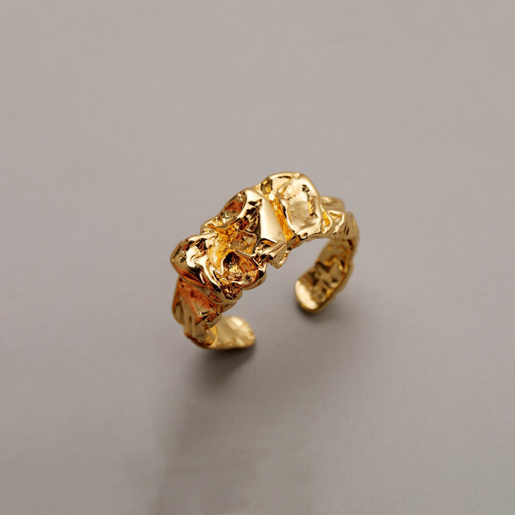 Gold plated lava open ring